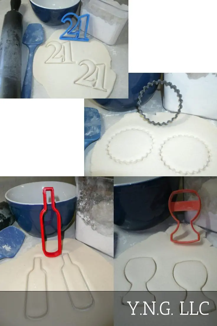 21St Birthday Cookie Cutter Set – Number '21' + Wine Glass + Bottle + Cap, Four-Piece, Usa-Made (Pr1037) 1