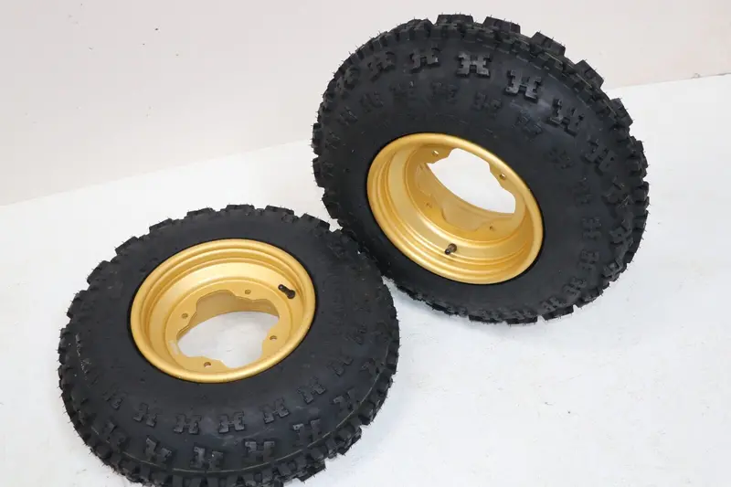 21×7×10 Front Tire & Wheel Assembly For Yamaha Banshee, Raptor & Yfz450 – Gold Finish 1