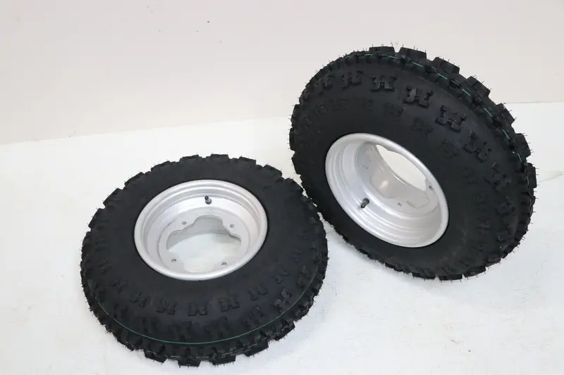 21×7×10 Front Tire & Wheel Combo For Yamaha Banshee, Raptor & Yfz450 – Silver Finish 1