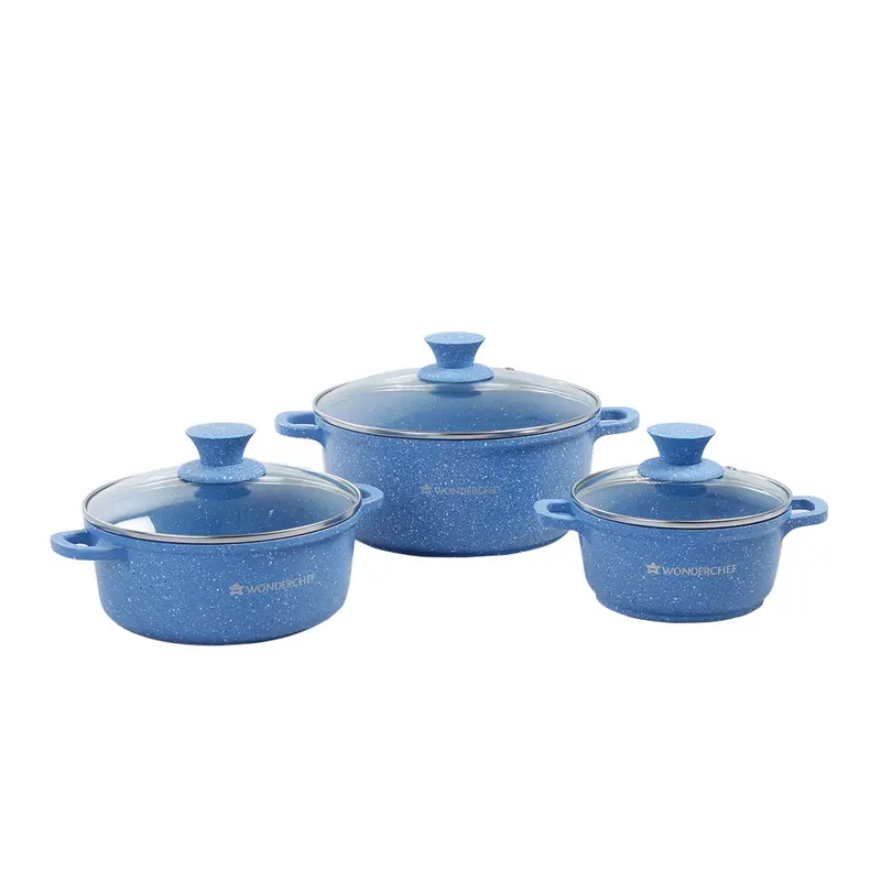 6-Piece Granite Casserole Set – Pfoa-Free Die-Cast Aluminum, Induction-Compatible, Blue Colorway 1