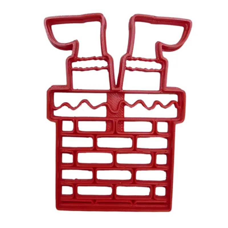 6X Santa Stuck In Chimney Fondant Cutter Cupcake Topper 1.75 In Usa Fd5364 1