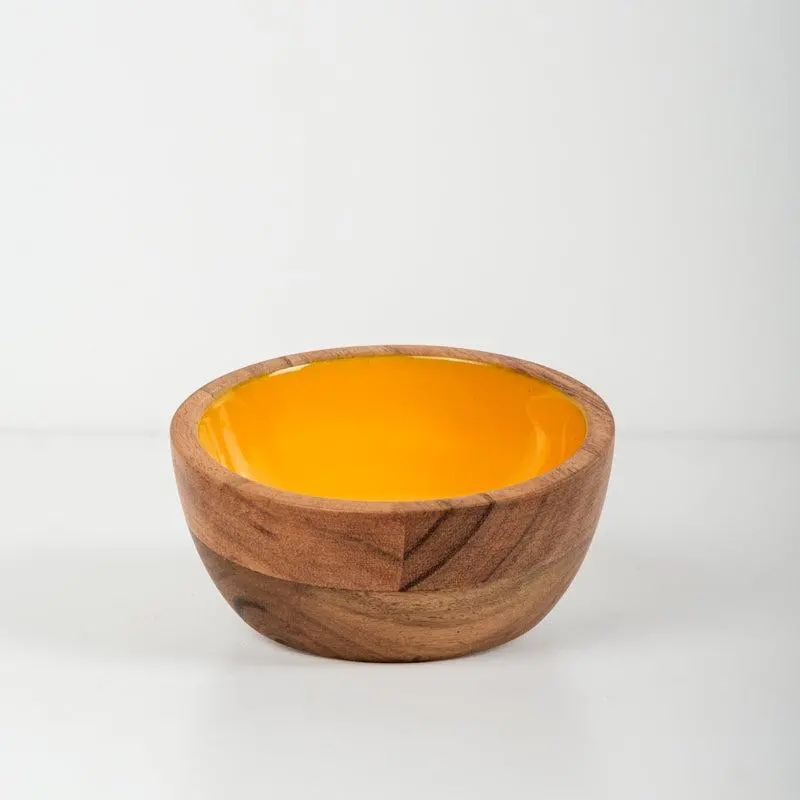 Acacia Wood Mini Bowl With Clementine And Natural Enamel Inlay 1
