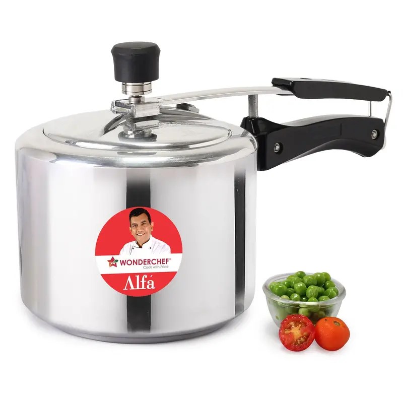 Alfa 3-Litre Bis-Certified Aluminium Pressure Cooker With Sauté-Ready Inner Lid – Compatible With Induction And Gas Stoves, Featuring Cool-Touch Handles 1