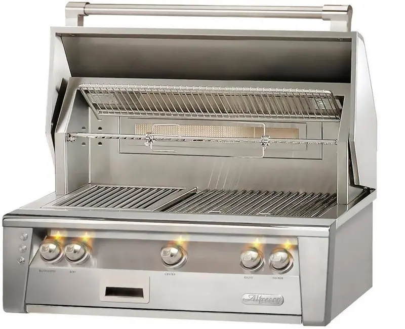 Alfresco Alxe-36 36-Inch 3-Burner Built-In Gas Grill – Infrared Rotisserie, Smoker Box & Warming Rack 1