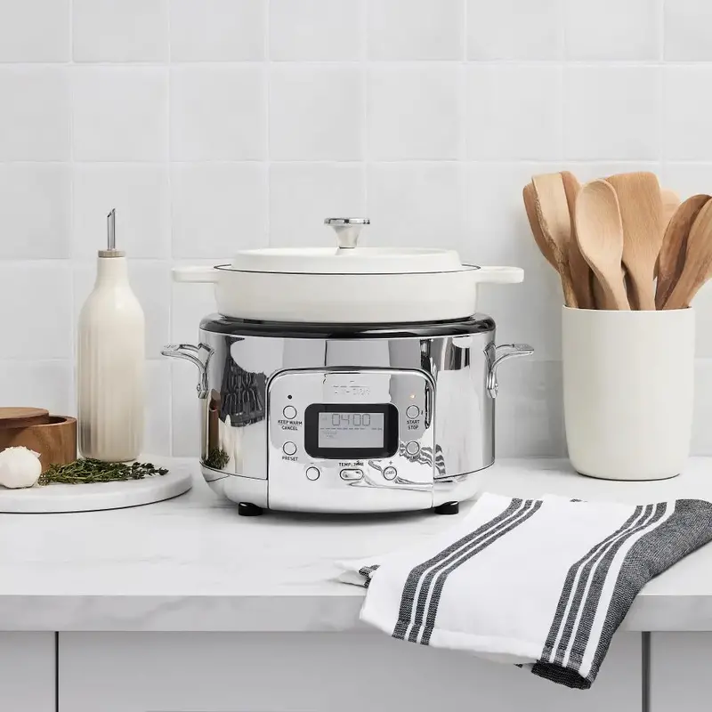 All-Clad 5-Quart Slow Cooker With White Enamel Cast Iron Insert 1