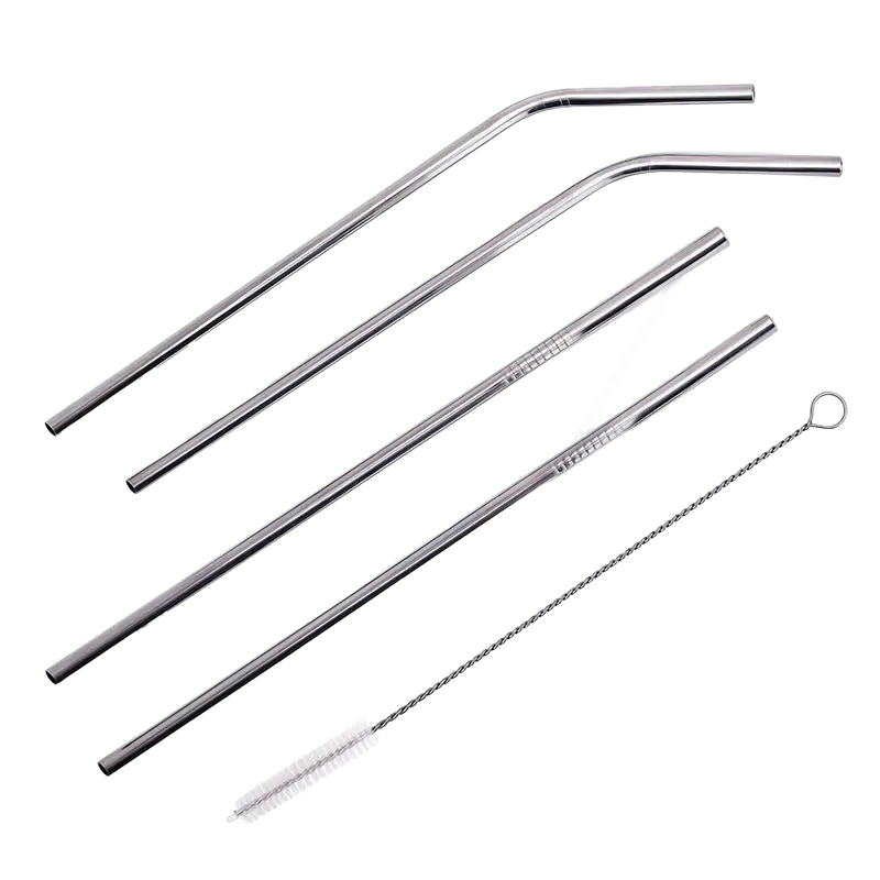 Ambrosia Reusable Stainless-Steel Straw Set (4-Piece) With Cleaning Brush – Eco-Friendly & Kid-Safe | 1-Year Warranty 1