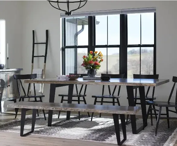 Ashford Live Edge Solid Walnut Dining Set – Natural Grain Showcase 1