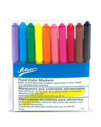 Ateco Food Coloring Marker Set – 10 Vibrant, Edible Ink Markers For Baking 1