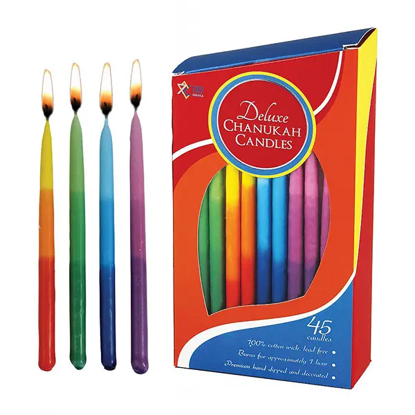 Aviv Deluxe Tri-Color Chanukah Candles For Festive Holiday Display 1