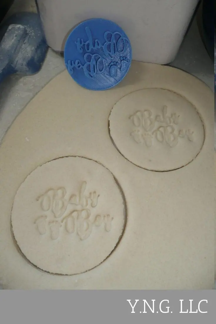 Baby Boy Cookie Stamp – Script-Style Text With Footprint Detail – Usa Pr4007 1