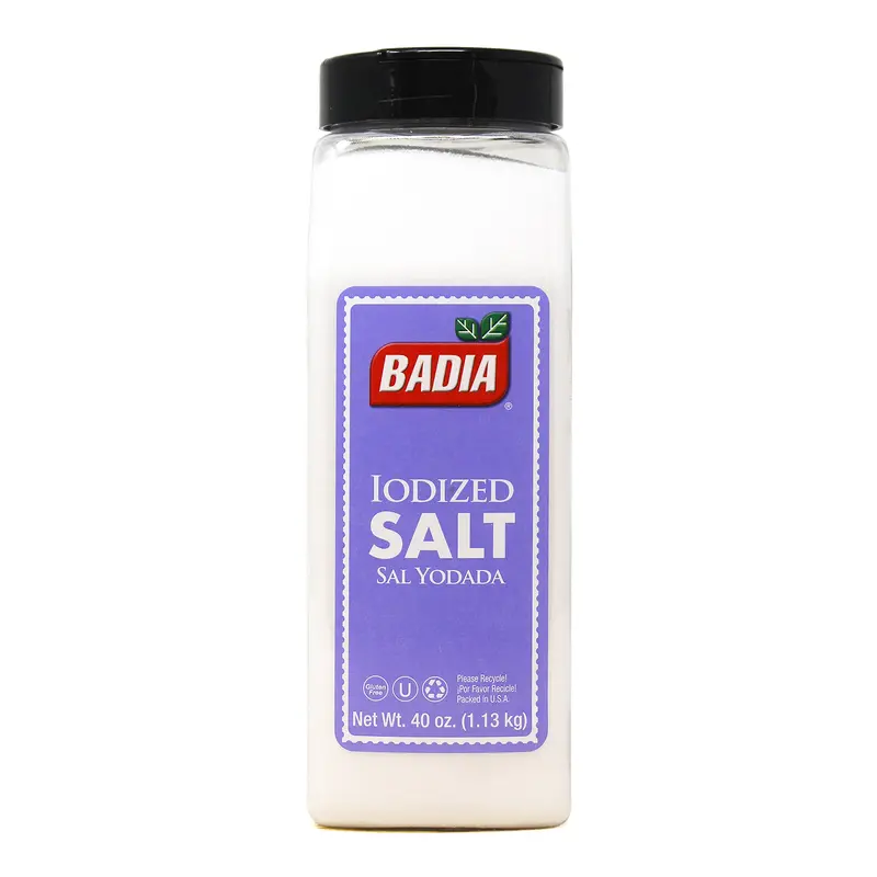 Badia Iodized Table Salt – 40 Oz Resealable Container 1