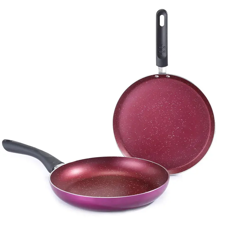 Bandhan 2-Piece Non-Stick Kitchen Set – Dosa Tawa & Fry Pan In Vibrant Red & Purple Finish 1