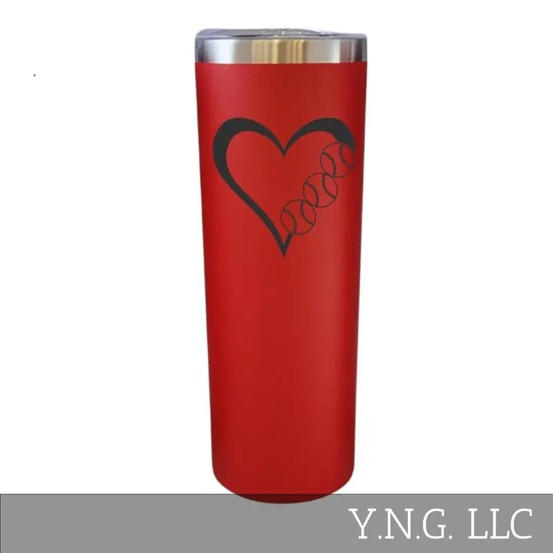 Baseball & Softball Heart Red 20Oz Skinny Tumbler – Sports-Themed La5101 1