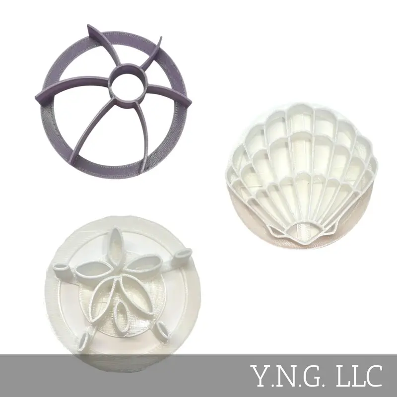 Beach Theme Concha Cutter Set – 3-Piece Tropical Sweet Bread Stamp 1