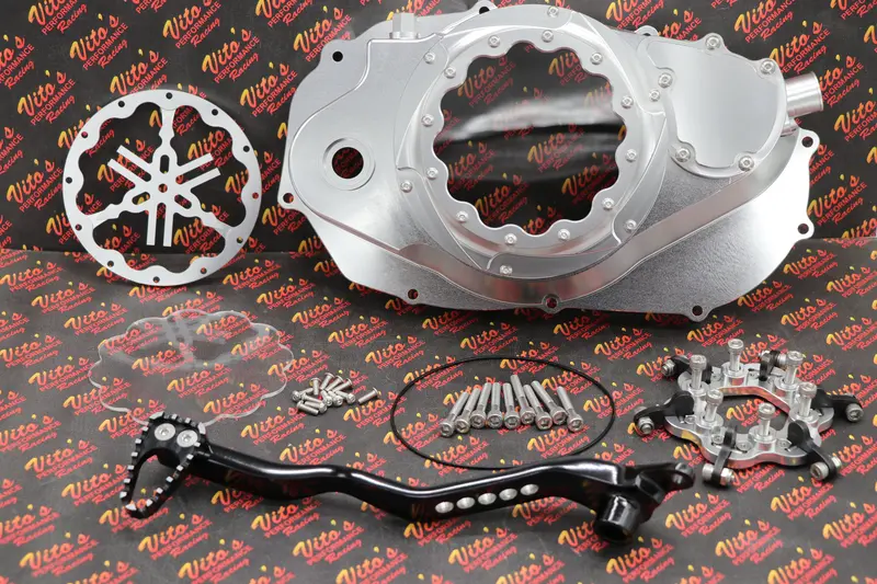 Billet Aluminum Banshee Clutch Cover Kit With Clear Window & Lever (Silver) 1