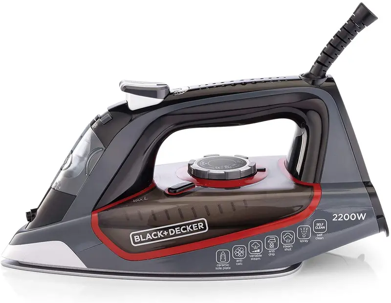 Black+Decker 2200W Steam Iron – Ceramic Soleplate, Precision Vertical Steaming 1