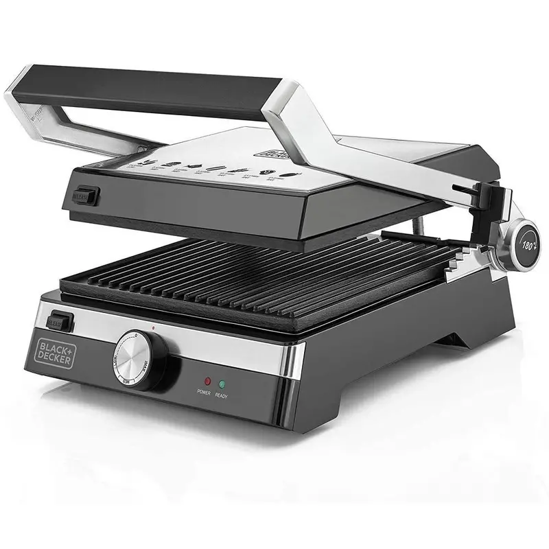Black+Decker Family Health Grill – 2000W Indoor Electric Grill, Black & Silver 1