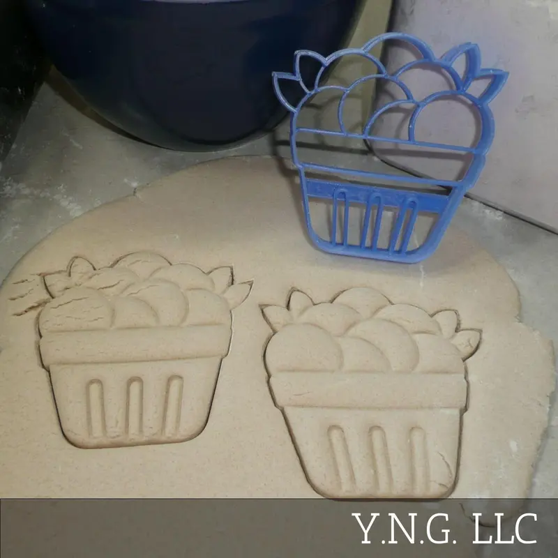 Blueberry Picking Basket Cookie Cutter – Summer Berry Baking Mold, Usa-Made Pr4816 1