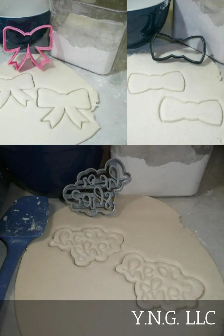 Bow Tie Or Hair Bow Gender Reveal Cookie Cutters – 3-Piece Elegant Baby Shower Baking Set, Usa-Made Pr1238 1