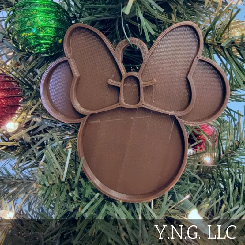 Brown Minnie Mouse Ears Ornament – Usa-Made Rustic Holiday Decoration (Pr4876) 1