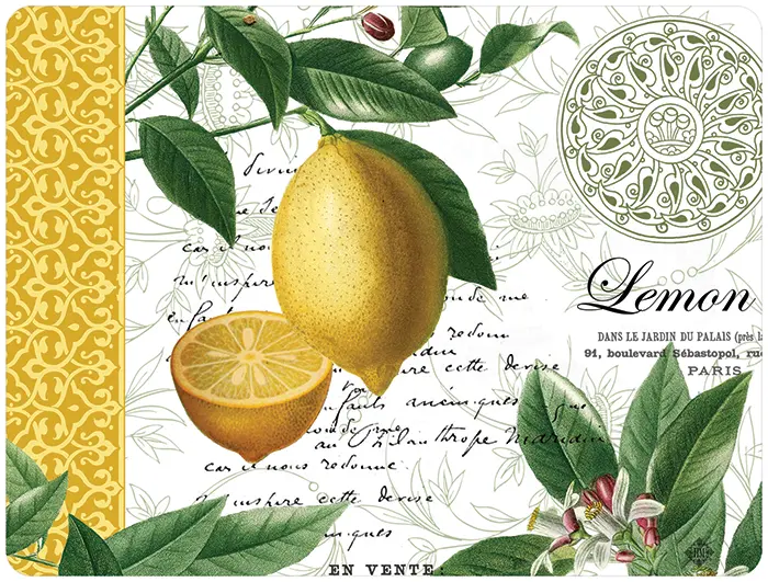 Cala Home Citron Yellow Placemat Set – Four Woven Vinyl Placemats 1
