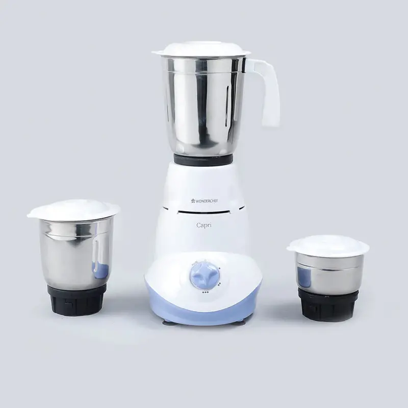 Capri 550W Mixer Grinder With Triple Stainless Steel Jars – White & Blue Design 1
