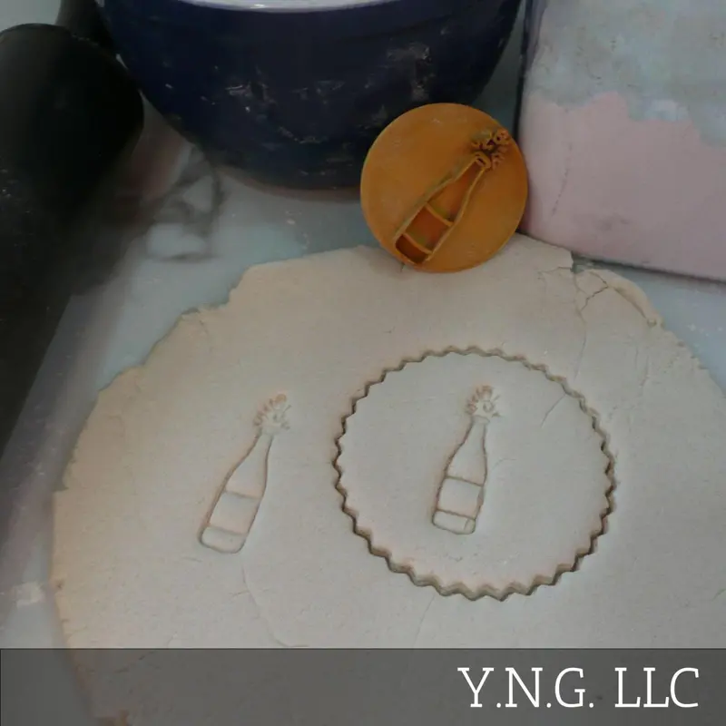 Champagne Bottle Cookie Embosser – Usa-Made Celebration Baking Stamp Pr5556 1