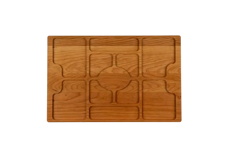Cherry Serving Board With Compartments – 17" X 11" X 0.75" 1