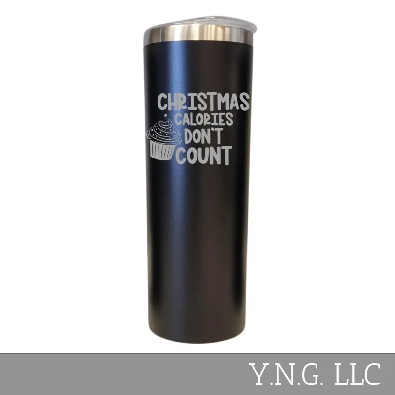 Christmas Calories Don’T Count Black 20Oz Skinny Tumbler La5168 1