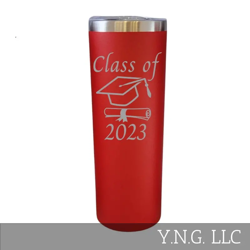 Class Of 2023 Graduation Tumbler – Red 20 Oz Cap & Diploma Design 1