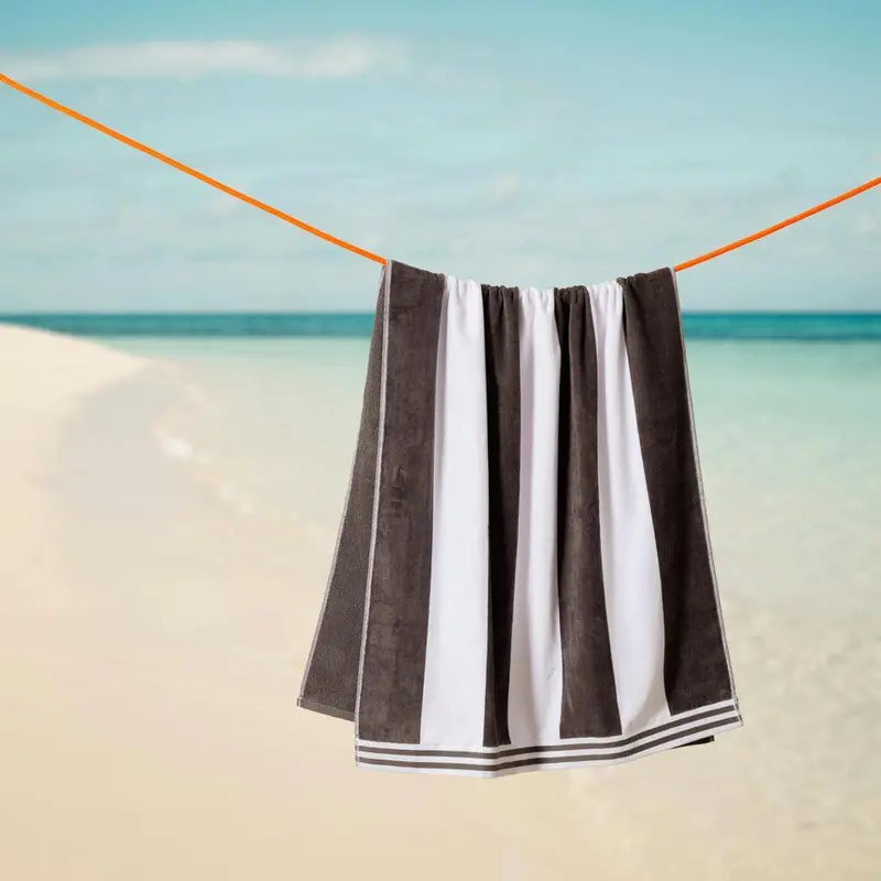 Cotton Bay Miami Cabana Charcoal Beach Towel 1