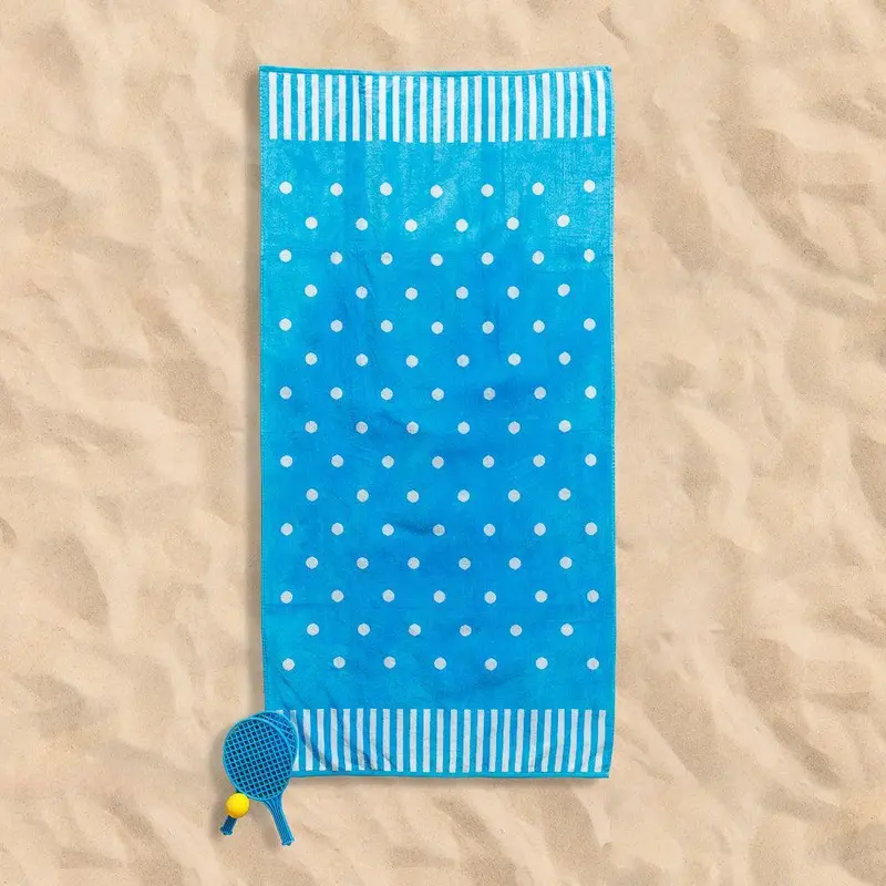Cotton Collection Coastal Confetti Velour Beach Towel 1