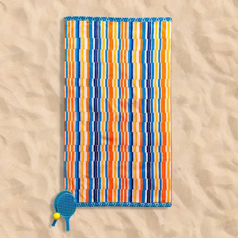 Cotton Collection Heatwave Hues Velour Beach Towel – Bold Gradient Print 1