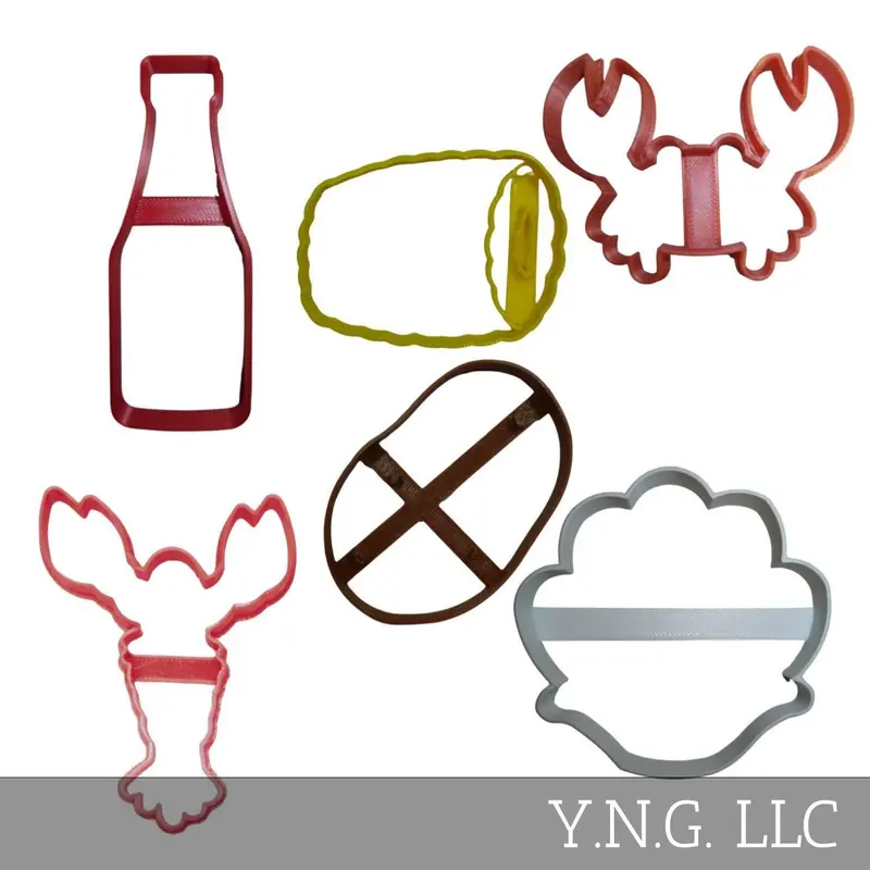 Crawfish Boil Cookie Cutters – Seafood & Southern Cooking Theme (6-Piece) 1