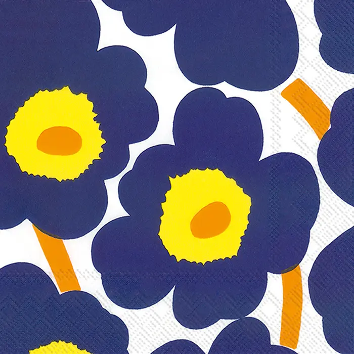 Dark Blue Unikko Pattern Beverage Napkins – Premium Paper 1