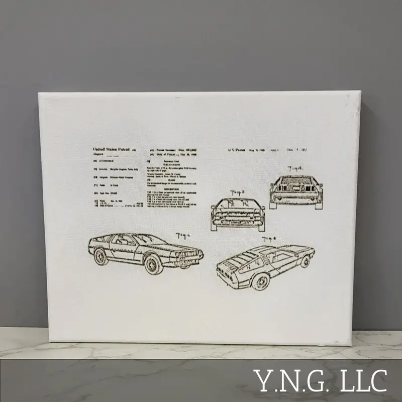 Delorean Gullwing Doors Canvas – Iconic Vehicle Sketch, 10X8 1