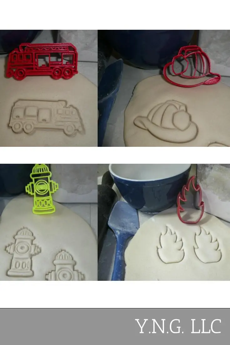 Detailed Fire Department Cookie Cutters – Realistic Fire Truck & Gear Designs – 4-Piece Set, Made In Usa 1