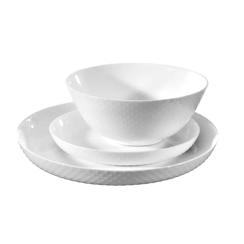 Diamond White 12-Piece Dinnerware Set – Complete Tableware Collection 1