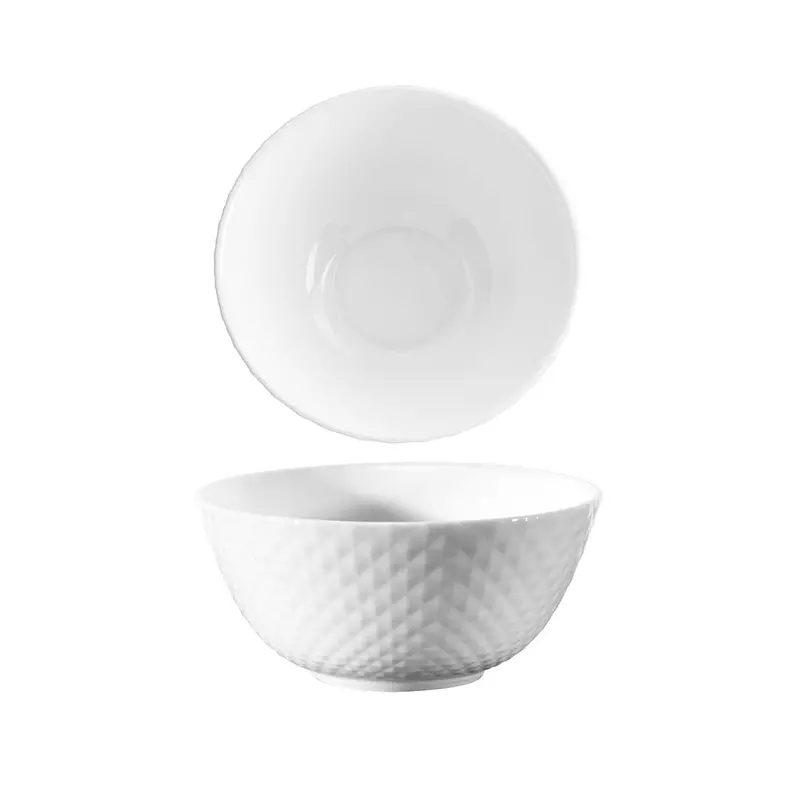 Diamond White Ceramic Rice Bowl – 12 Cm Diameter × 5.5 Cm Height 1