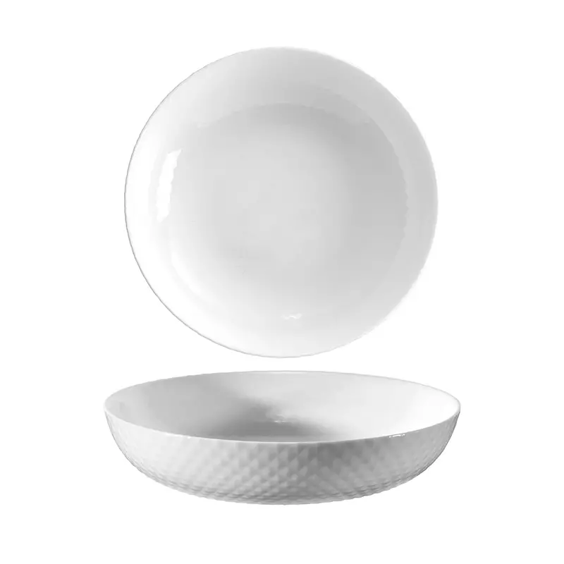 Diamond White Shallow Flat Bowl – 20 Cm Diameter × 4.4 Cm Height 1