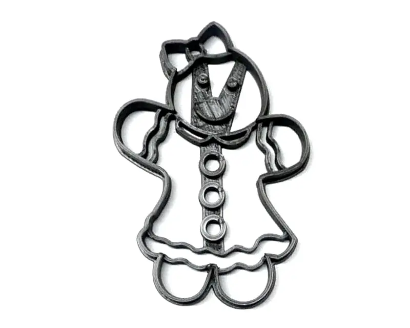 Dressed Gingerbread Girl Fondant Cutter – 6X Festive Outlined Cupcake Topper, 1.75", Usa-Made Food-Safe Design (Fd3212) 1