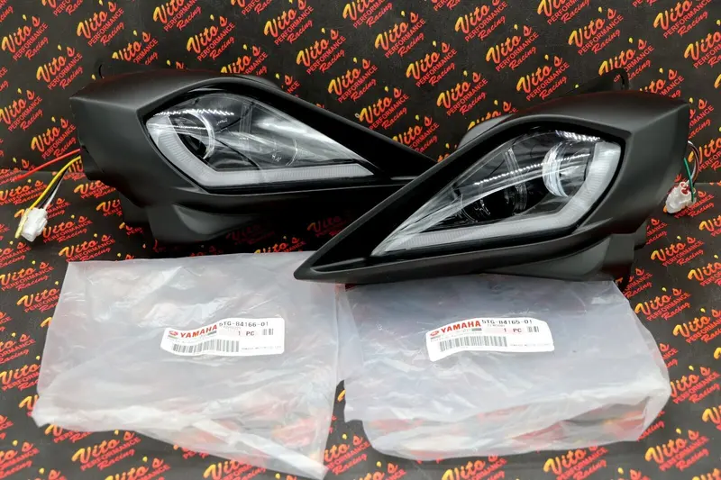 Dual Led Headlights With Oem-Style Plastic Surrounds For Yamaha Yfz450R, Raptor 700, And 700R 1