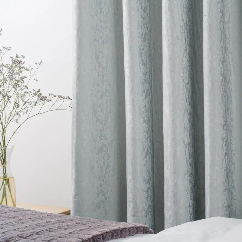 Duck Egg Damask Taped Unlined Curtain – Selina 1
