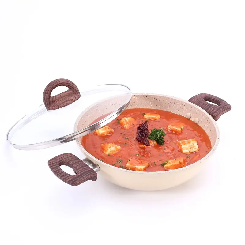 Duralife 24 Cm Die-Cast Kadhai With Lid – 5-Layer Pfoa-Free Non-Stick Coating, Ergonomic Soft-Touch Handles, 2.5L Capacity, 2-Year Warranty 1