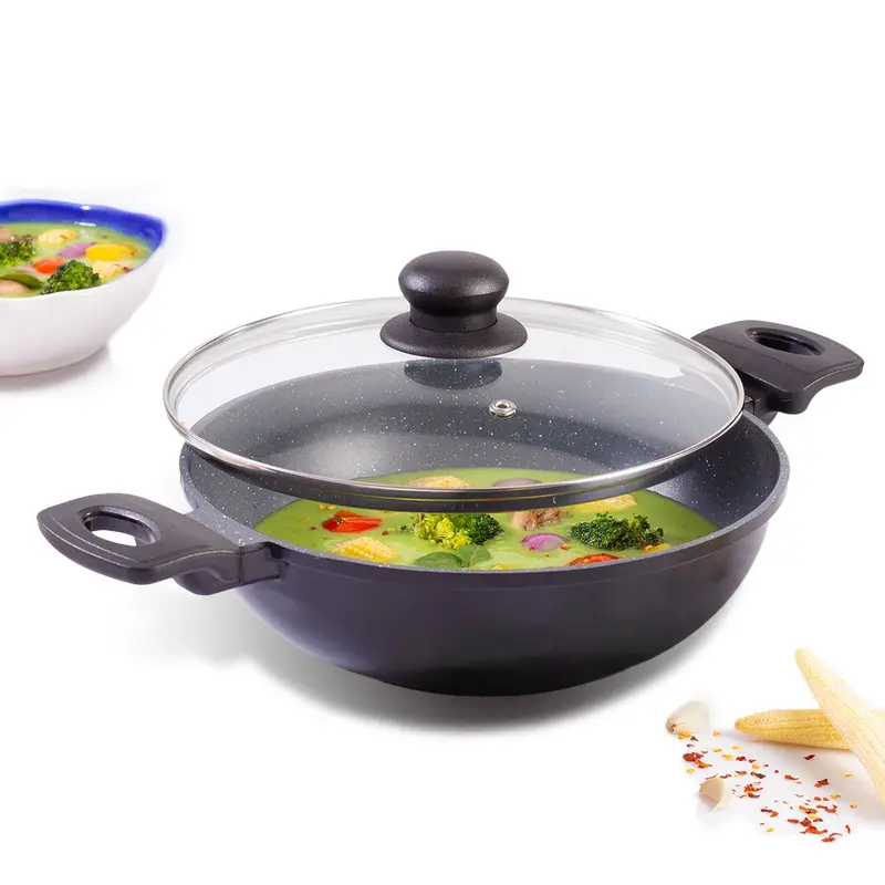 Duralite 24 Cm Die-Cast Kadhai With Lid – 2.4L, 5-Layer Meta-Tuff Non-Stick, Heat-Resistant Shape Retention, Cool-Touch Handles, Pfoa-Free, Pure Aluminium, 2-Year Warranty (Grey) 1