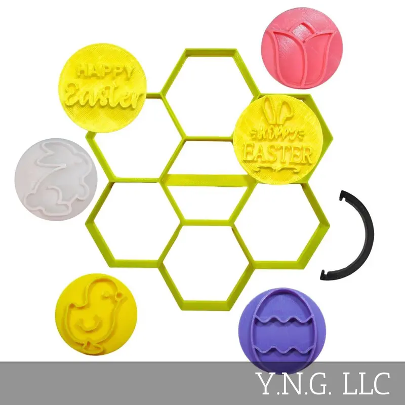 Easter Hexagon Cookie Stamp & Cutter Collection (8-Piece) – Handcrafted In Usa Pr9058 1
