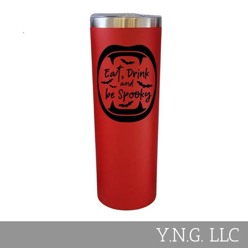 Eat Drink And Be Spooky Red Halloween 20Oz Skinny Tumbler La5142 1