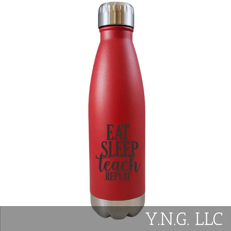 Eat Sleep Teach Repeat Teacher Theme Red 17Oz Water Bottle La5111 1