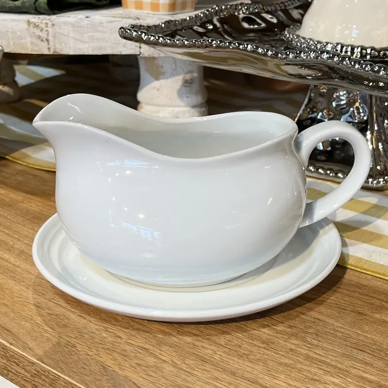 Elegant Ceramic Gravy Boat With Matching Saucer 1