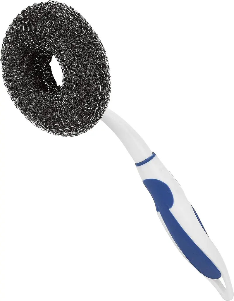 Fackelmann Dual-Material Scouring Brush – Stainless Steel Bristles And Pp Handle, 260 × 100 × 40 Mm, White & Blue 1